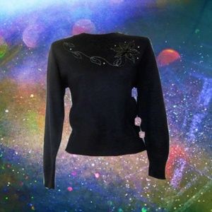 vintage h bar c rhinestone sweater size small